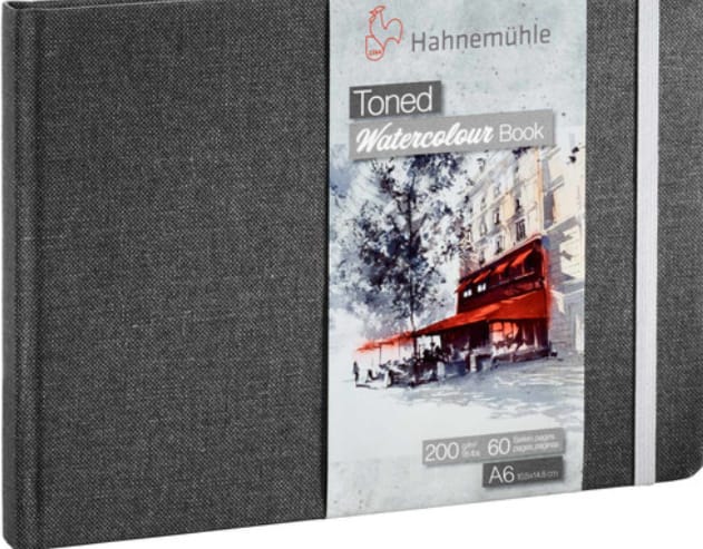 Hahnemuhle Toned Watercolor Book Grey (A6 Landscape, 200gsm, 30 Sheets/ 60Pages)