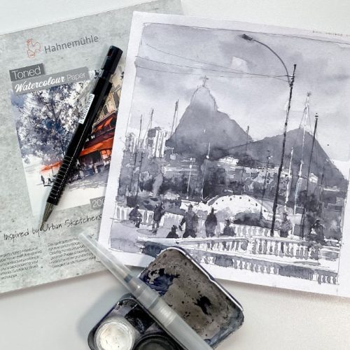                                                                Hahnemuhle Toned Watercolor Pad Grey (200gsm, 20X 20 , 20Sheets)