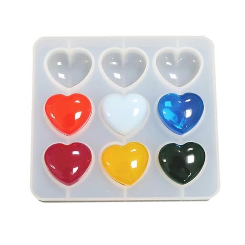 Art Shark Heart Shape Silicone Mold for Epoxy Resin 9 Pcs 