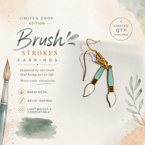 Art Shark Creative- Brass Metal Brush Strokes Earrings