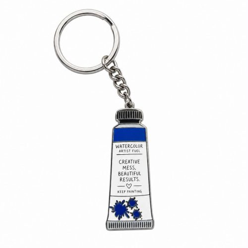 Art Shark Watercolor Paint Tube Metal Keychain (Blue)
